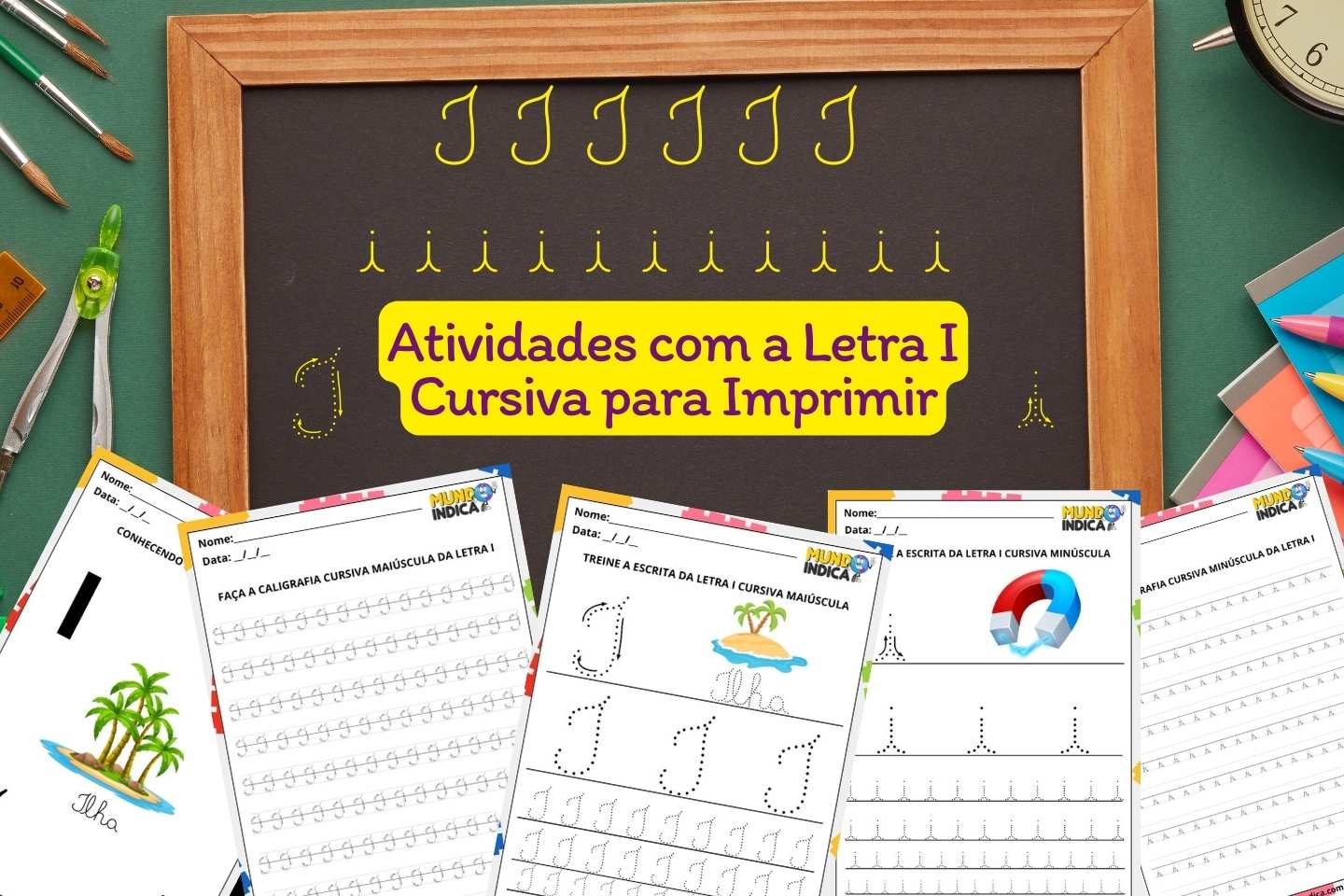 Atividades com a Letra I Cursiva para Imprimir