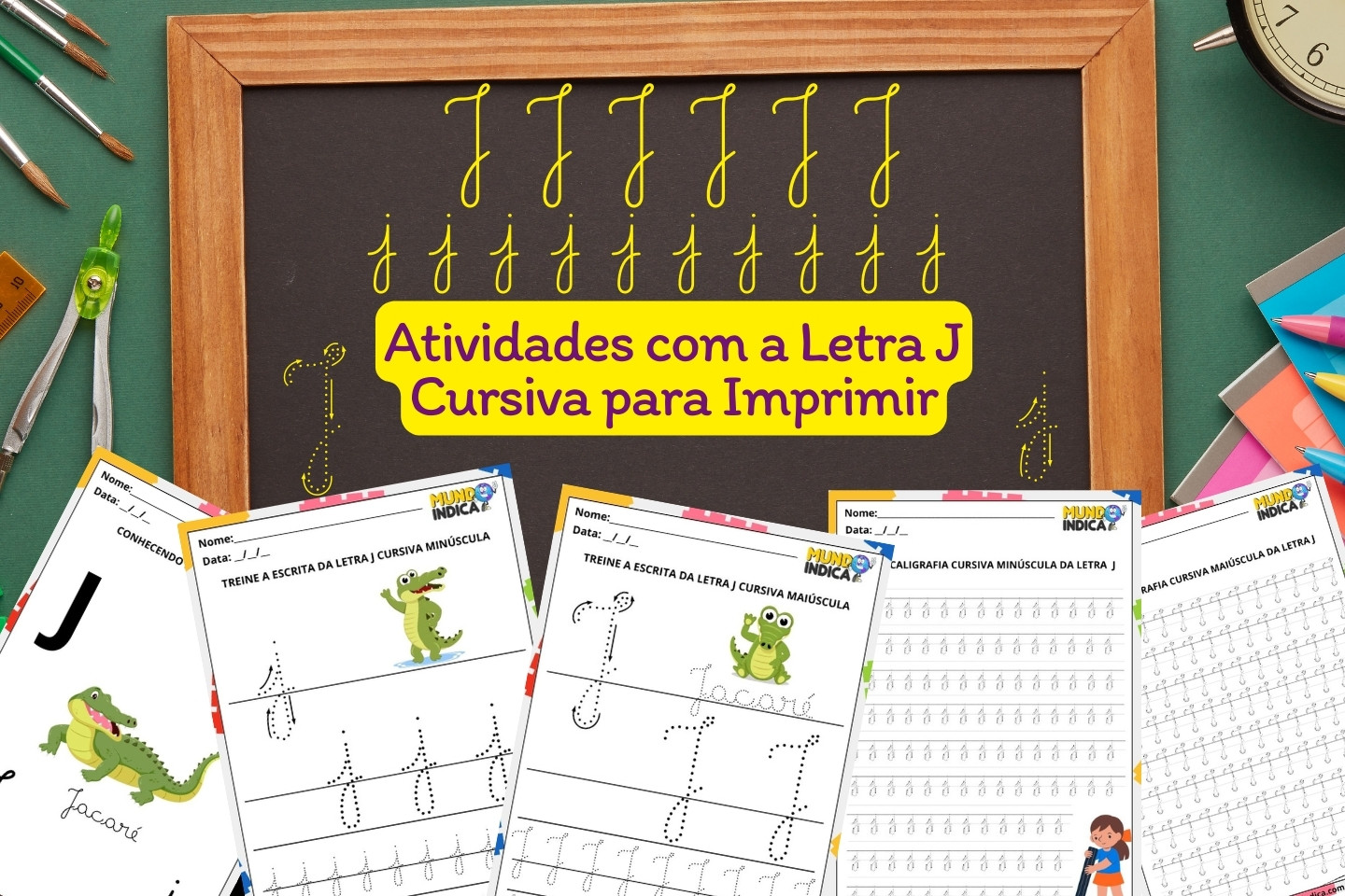 Atividades com a Letra J Cursiva para Imprimir