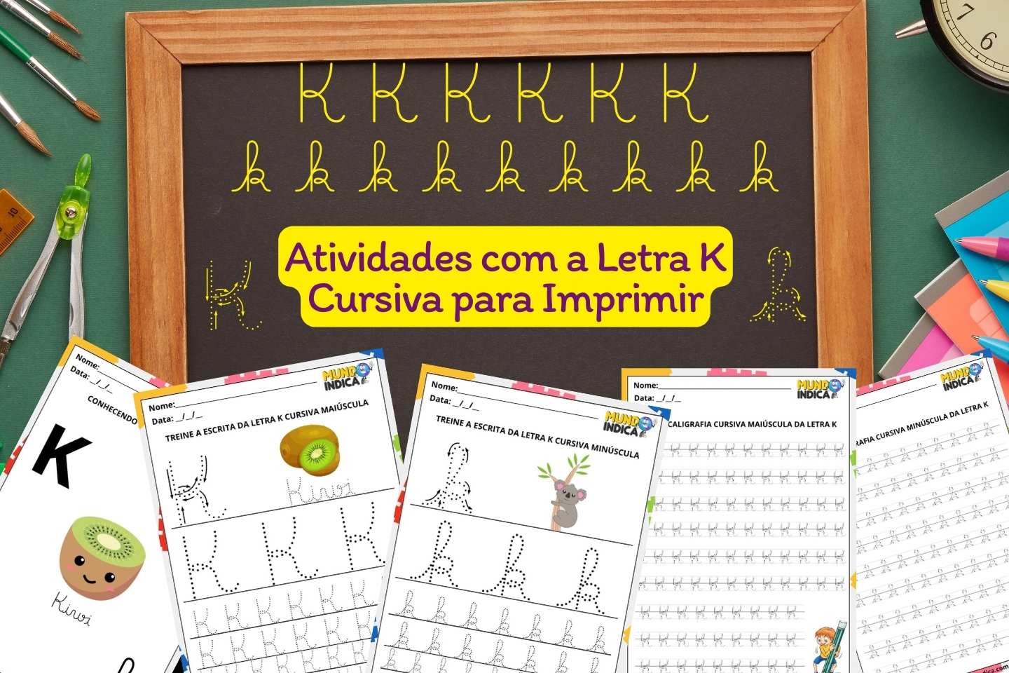 Atividades com a Letra K Cursiva para Imprimir