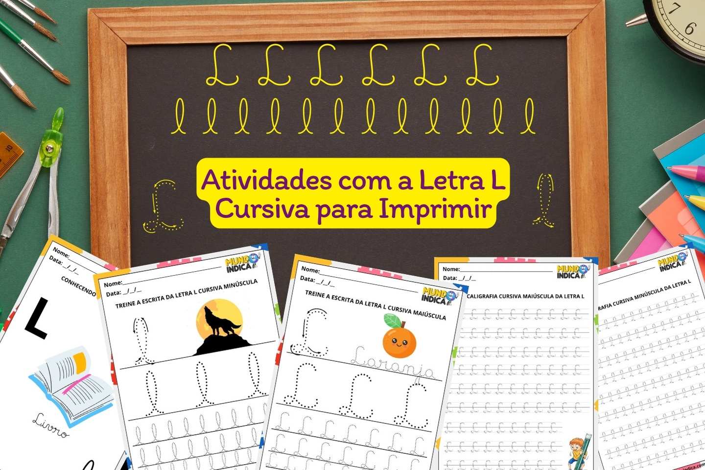 Atividades com a Letra L Cursiva para Imprimir