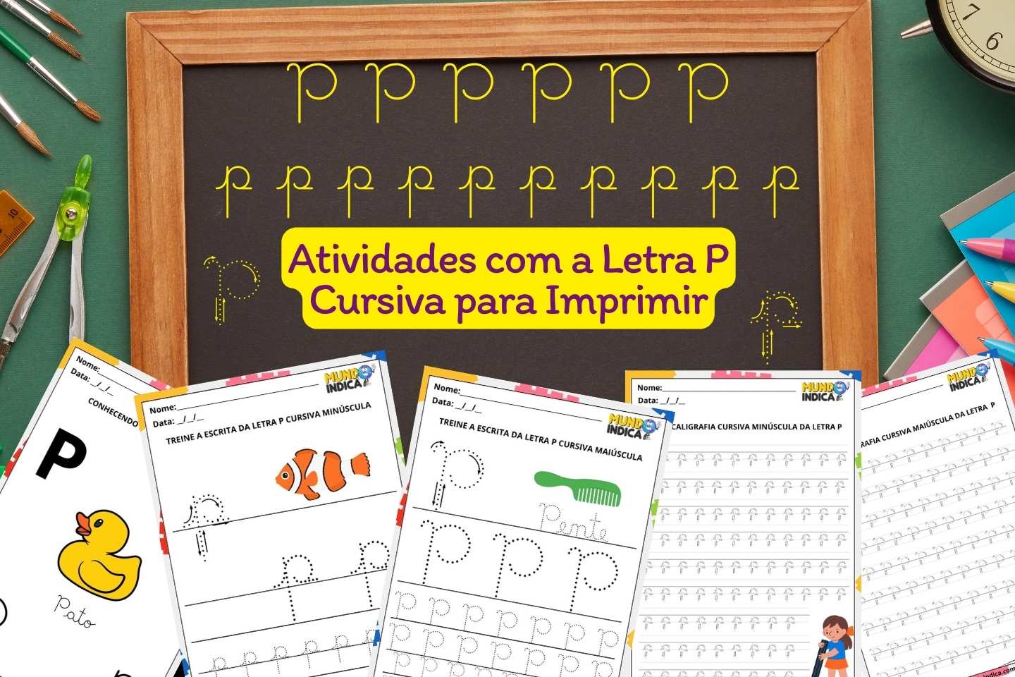 Atividades com a Letra P Cursiva para Imprimir