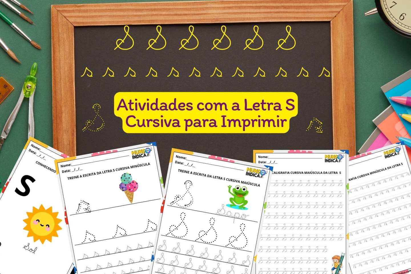 Atividades com a Letra S Cursiva para Imprimir