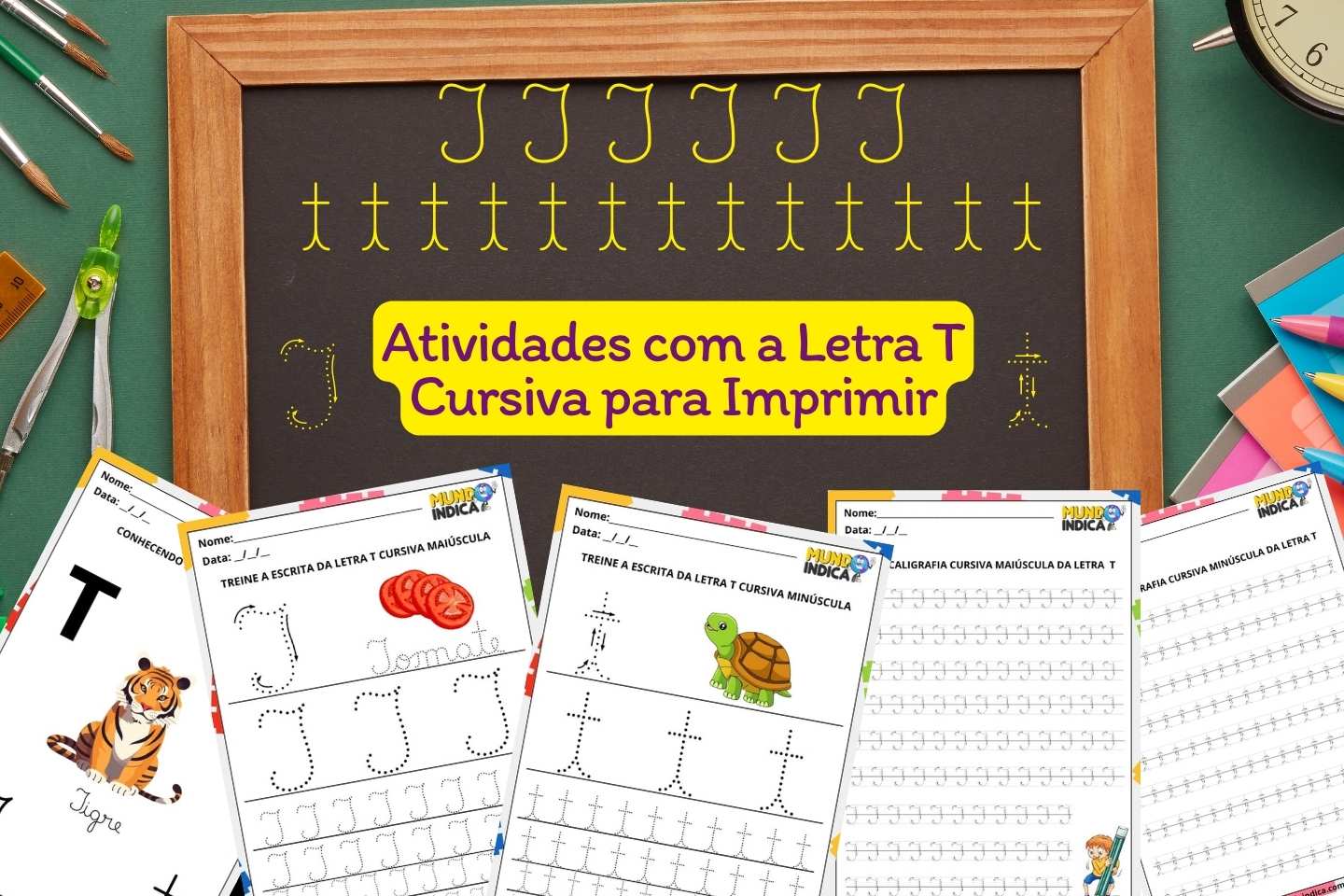 Atividades com a Letra T Cursiva para Imprimir