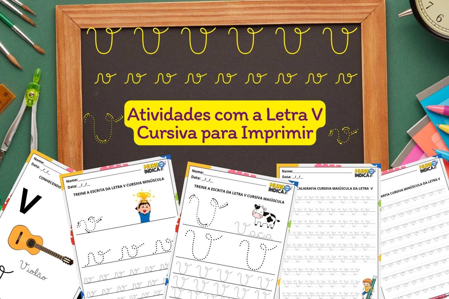 Atividades com a Letra V Cursiva para Imprimir