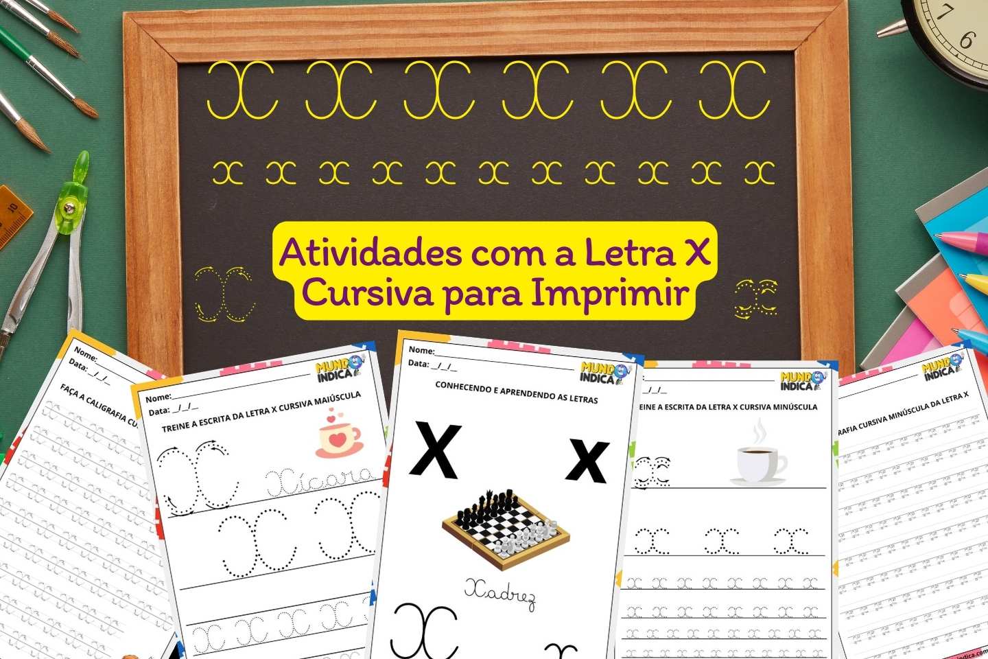 Atividades com a Letra X Cursiva para Imprimir