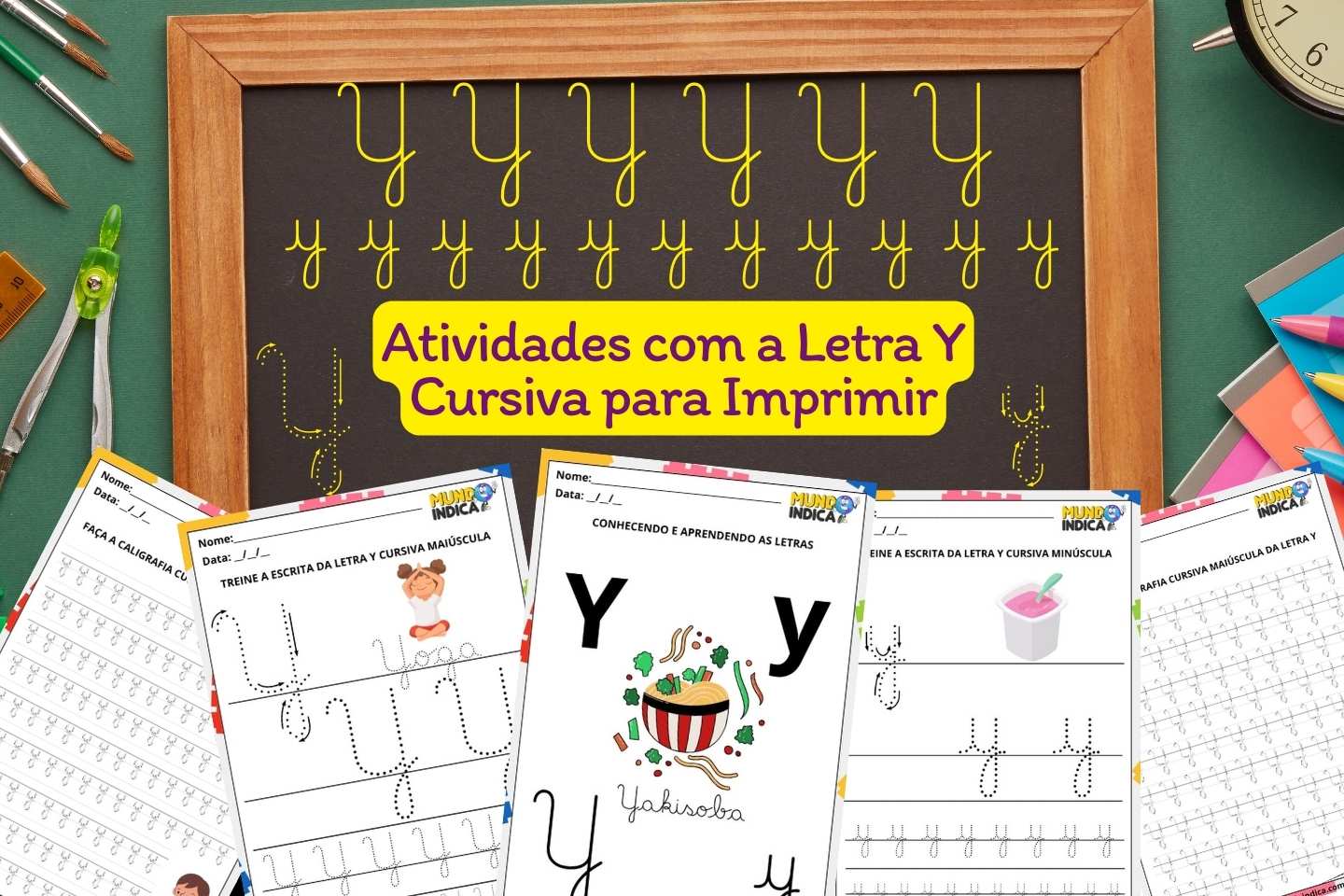 Atividades com a Letra Y Cursiva para Imprimir