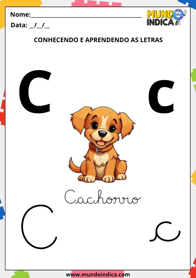 Atividades com a letra C cursiva maiúscula e minúscula para imprimir