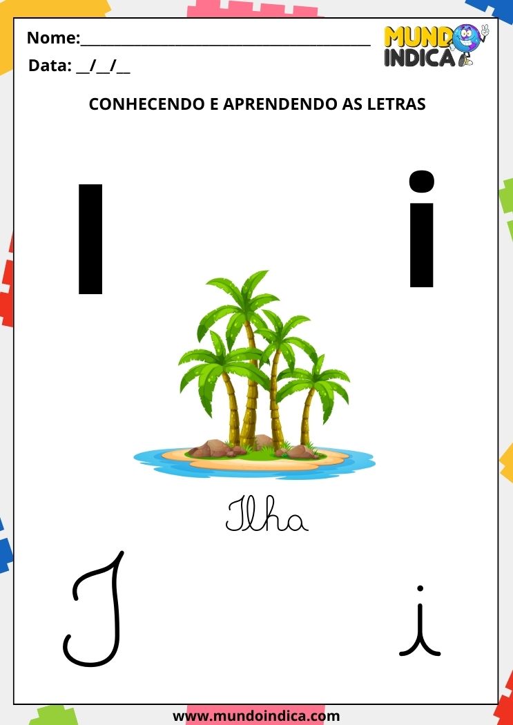 Atividades com a letra I cursiva maiúscula e minúscula para imprimir