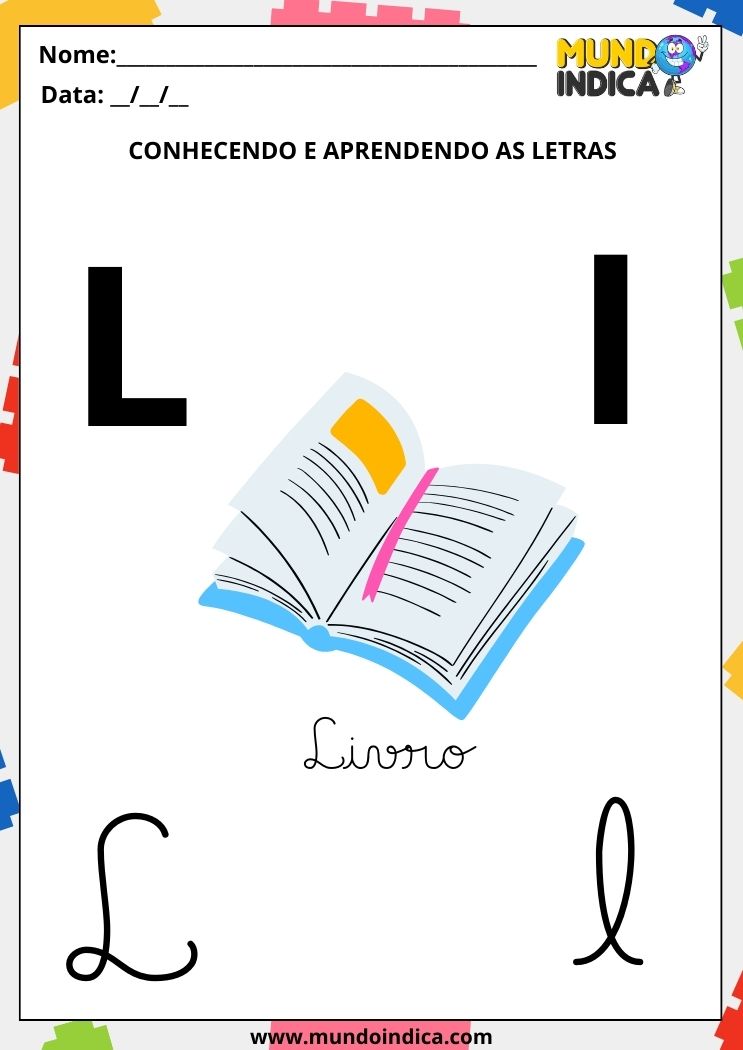 Atividades com a letra L cursiva maiúscula e minúscula para imprimir