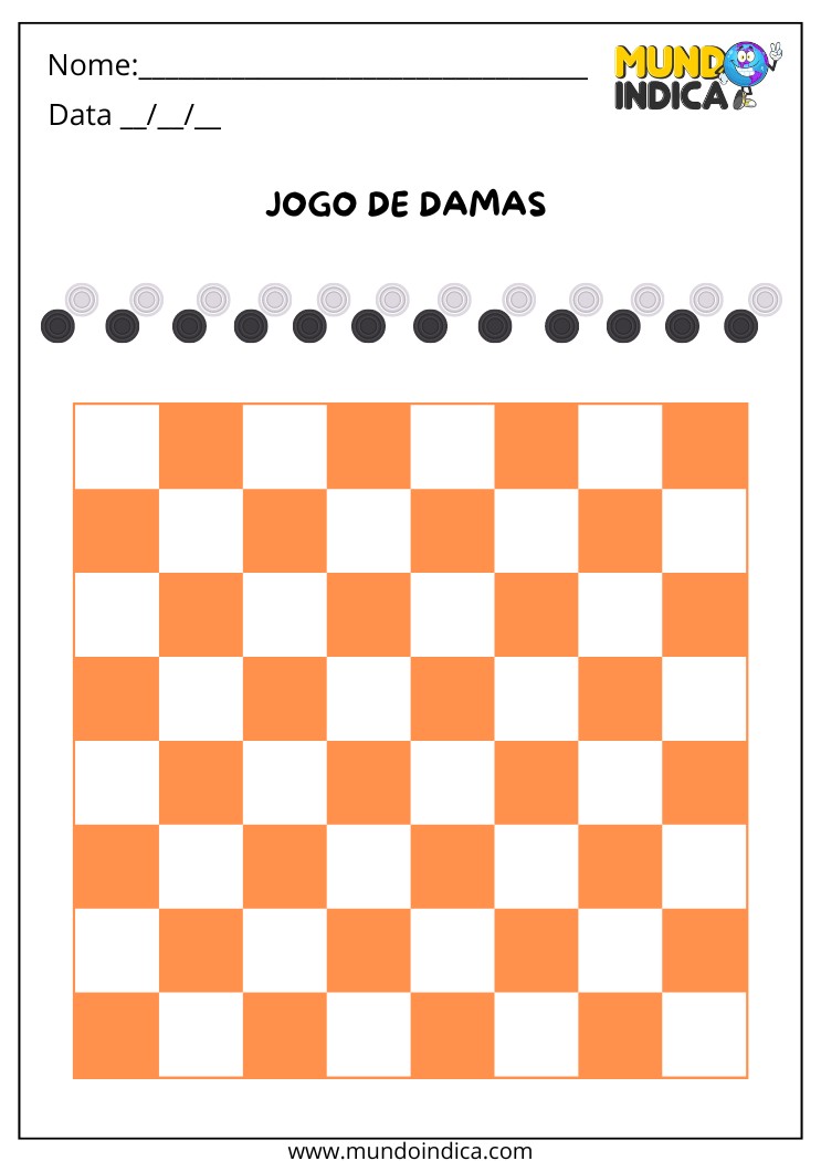 Jogo de Damas para Férias da Educação Infantil