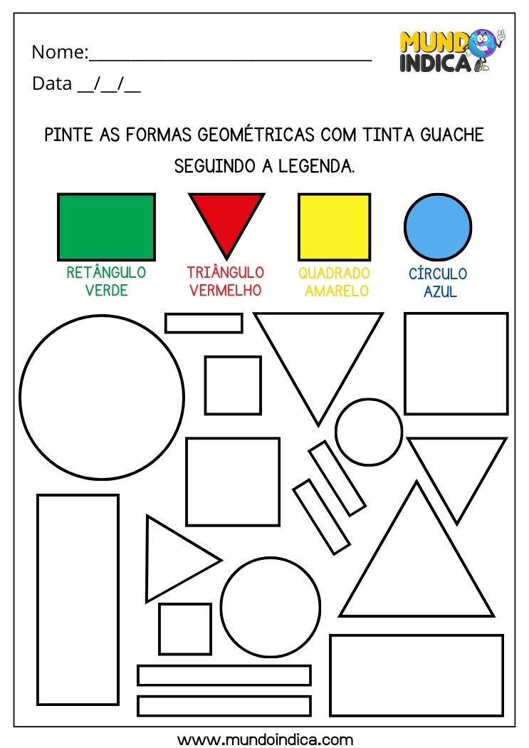 Atividade Lúdica com as Formas Geométricas Pinte com Tinta Guache Seguindo a Legenda