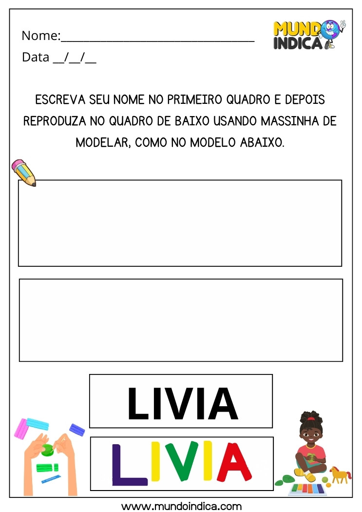 Atividade Lúdica para Trabalhar o Nome com Massinha de Modelar