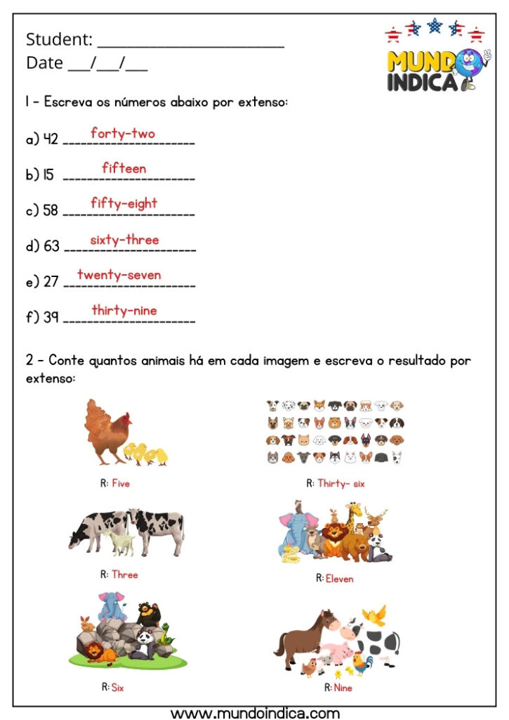 10 Atividades de Inglês 4 Ano com Respostas