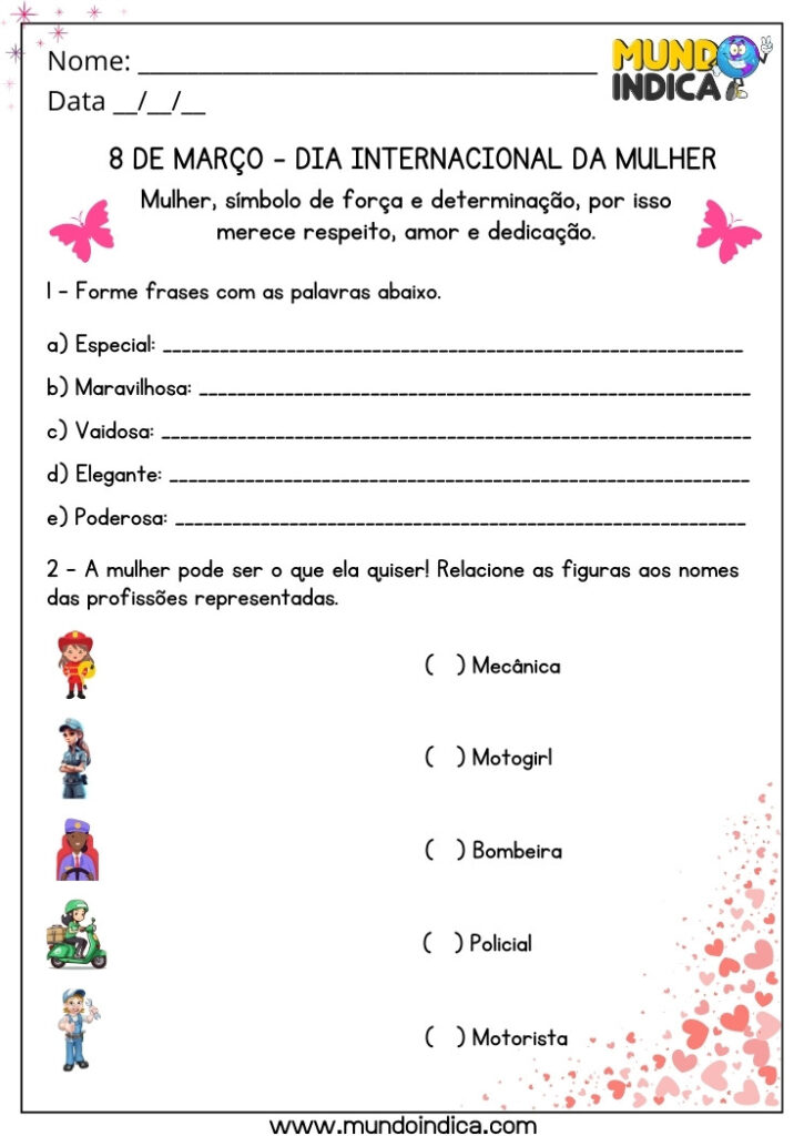 10 Atividades para o Dia Internacional da Mulher
