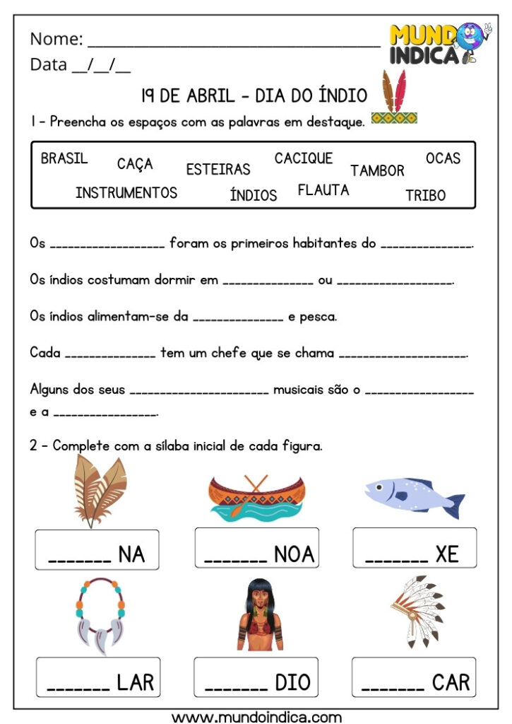 10 Atividades para o Dia do Índio