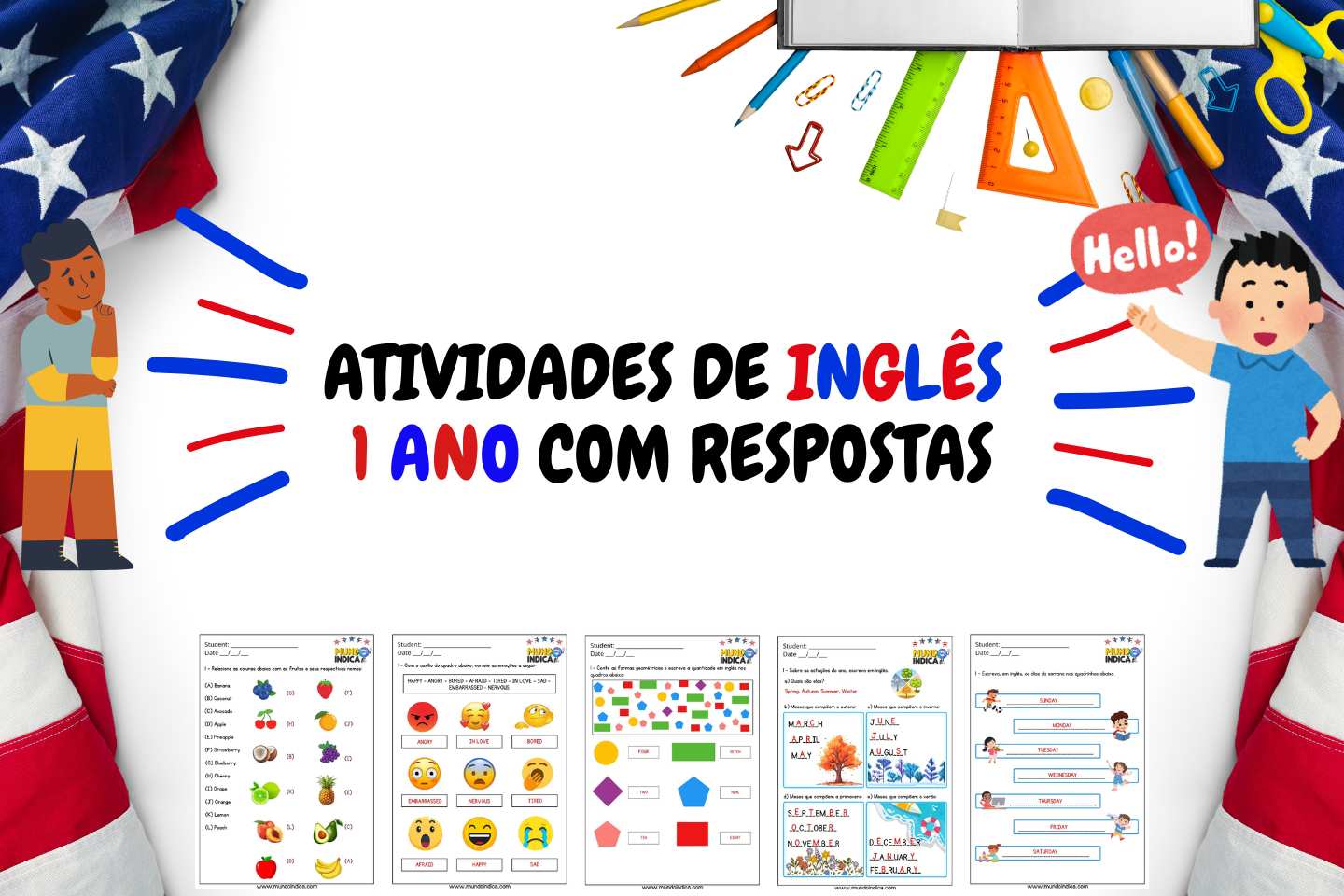 Atividades de Inglês 1 Ano com Respostas