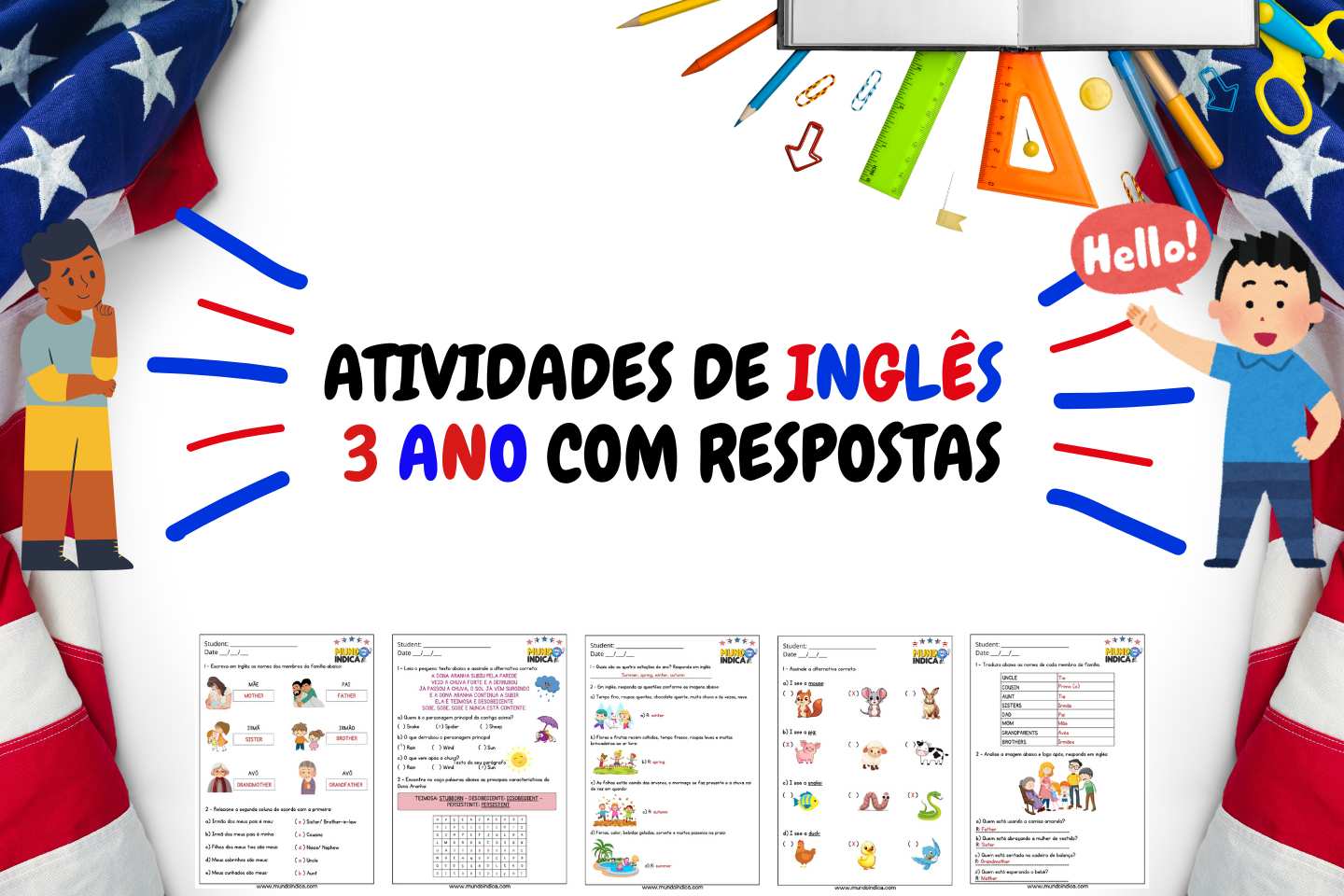 Atividades de Inglês 3 Ano com Respostas