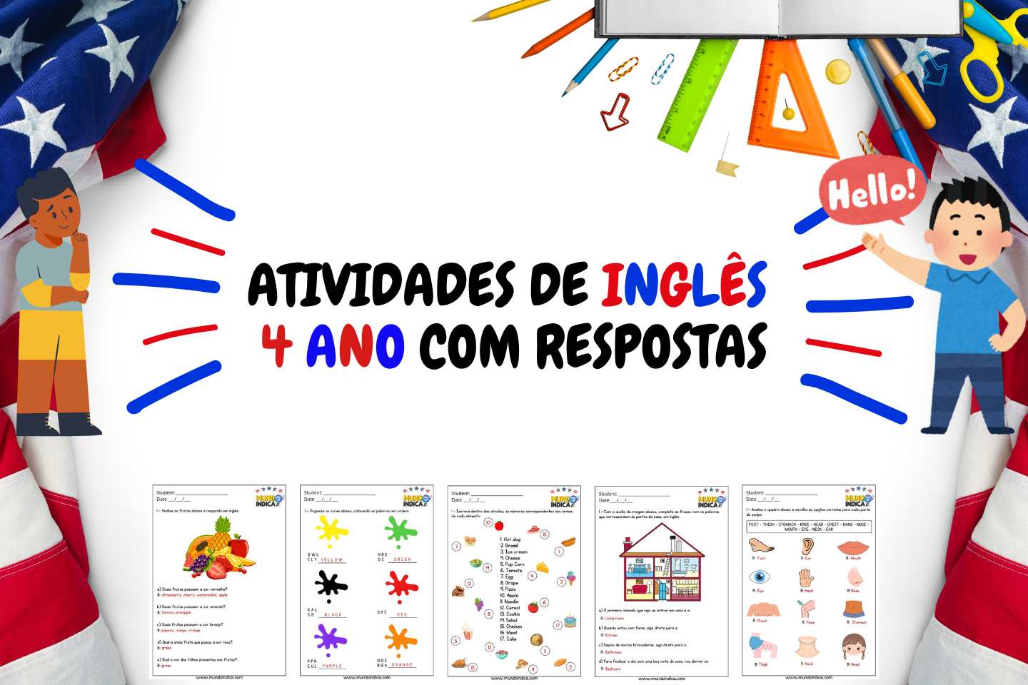 Atividades de Inglês 4 Ano com Respostas