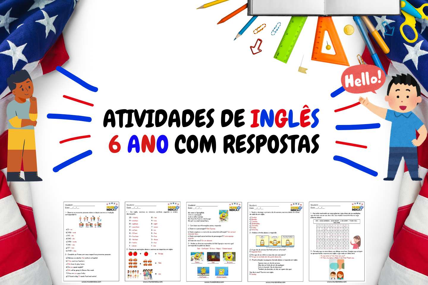 Atividades de Inglês 6 Ano com Respostas