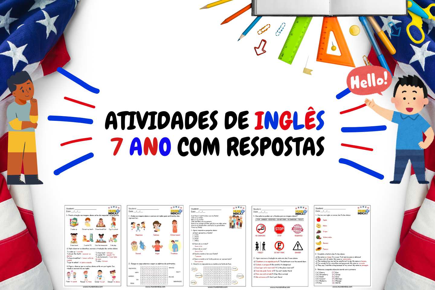 Atividades de Inglês 7 Ano com Respostas