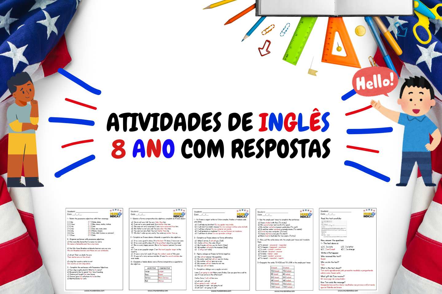 Atividades de Inglês 8 Ano com Respostas