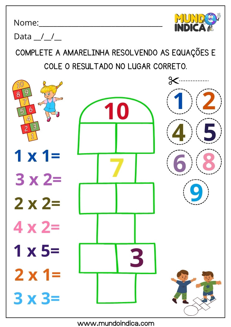 Atividade Lúdica de Multiplicação com Amarelinha