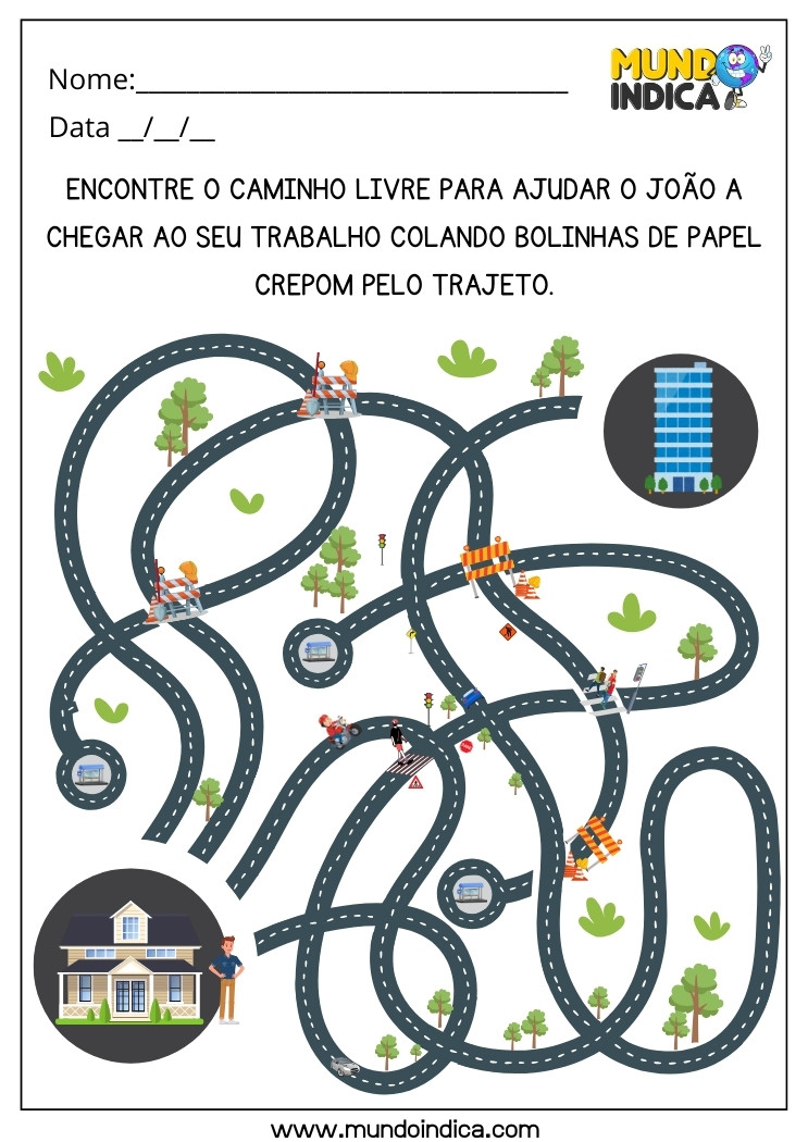 Atividade Lúdica para Coordenação Motora com Labirinto e Bolinhas de Papel Crepom