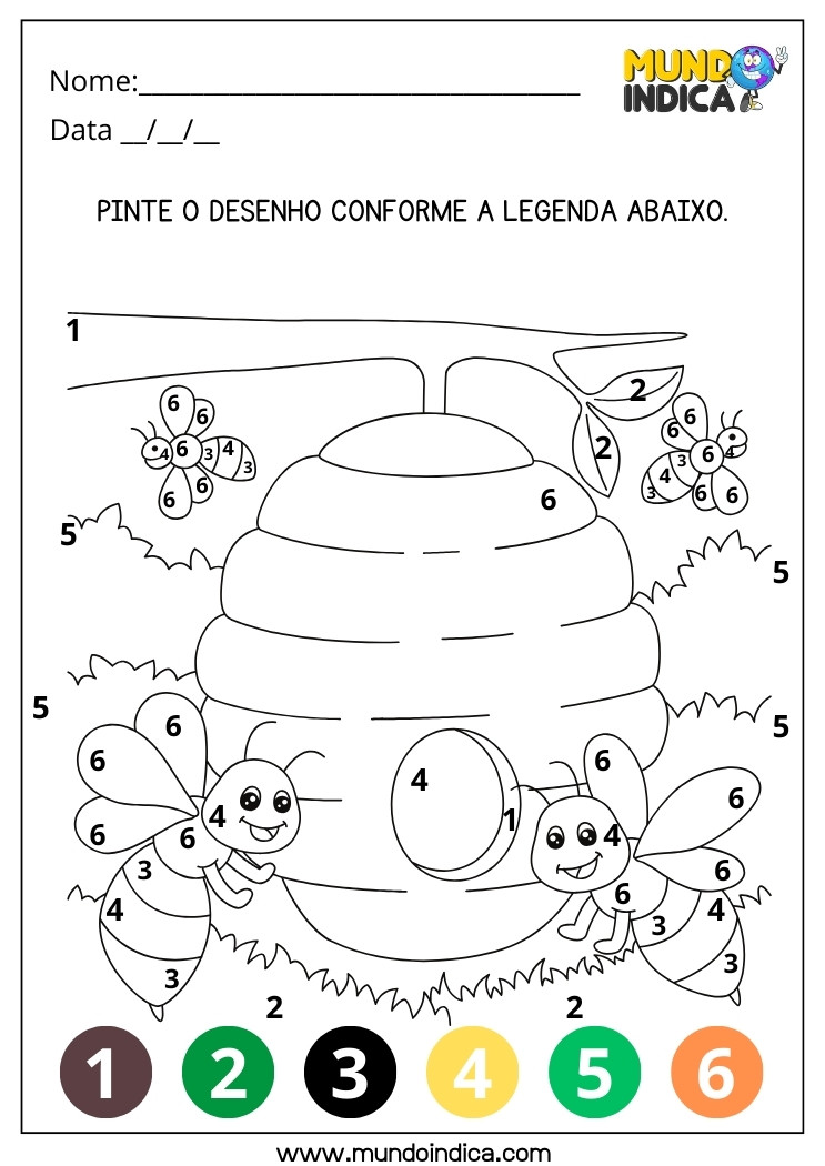 Atividade Lúdica para Maternal com Pintura Dirigida da Colmeia de Abelha