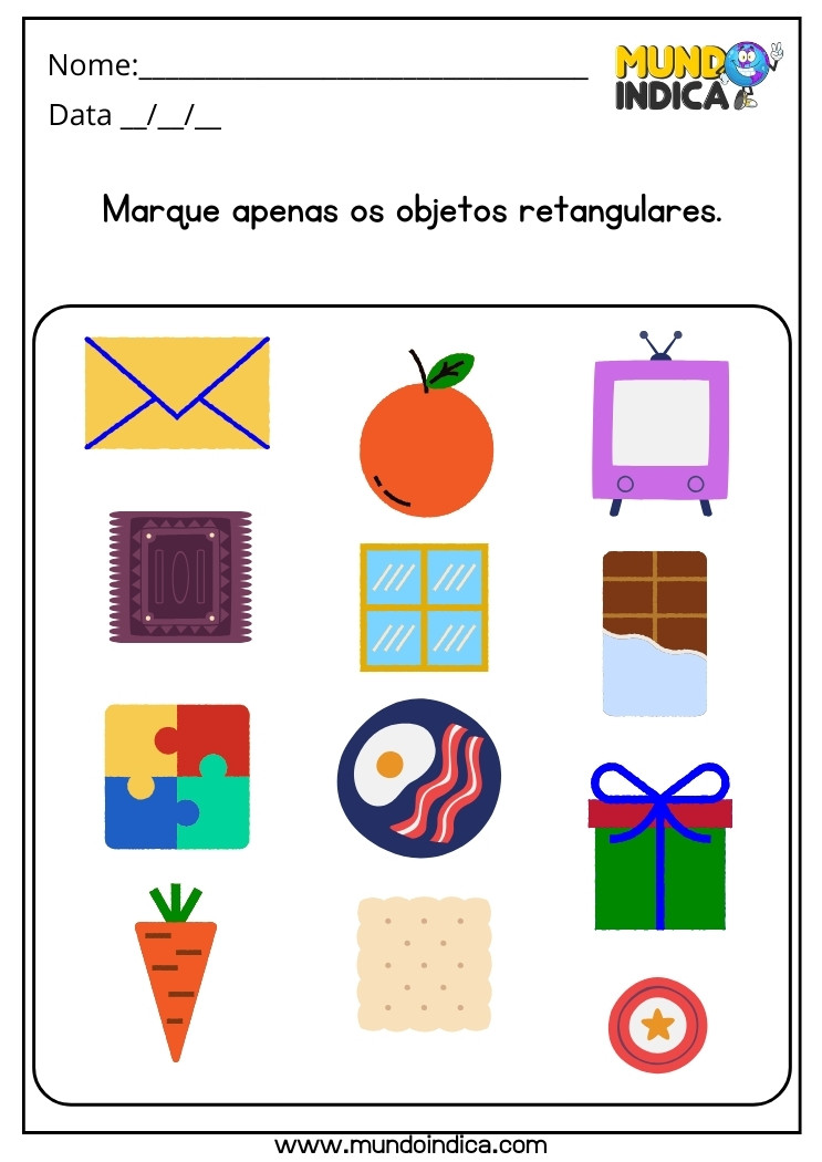 Atividade de Percepção Visual com Formas Geométricas para Alunos com TDAH para Imprimir