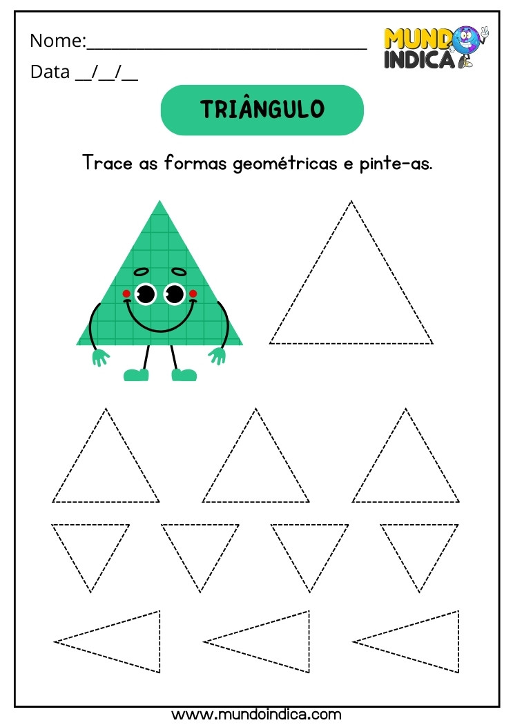 Atividade para Alunos com TDAH Trace os Triângulos e Pinte-os