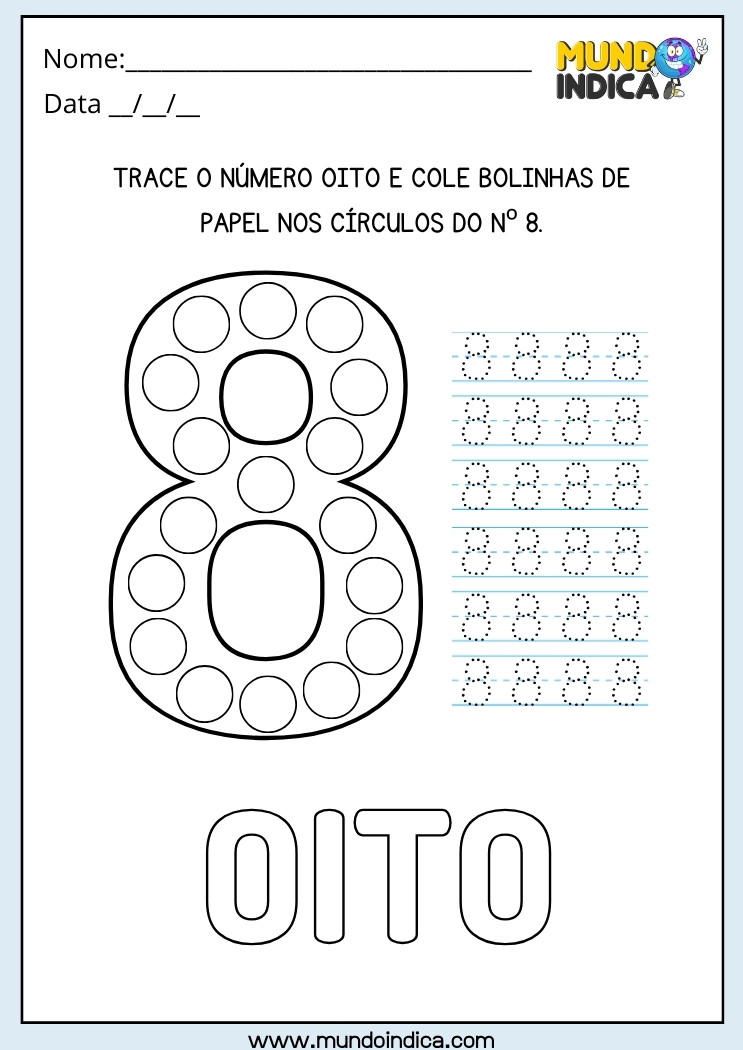 Atividade Lúdica com o Número 8 para Alunos com Síndrome de Down para Imprimir