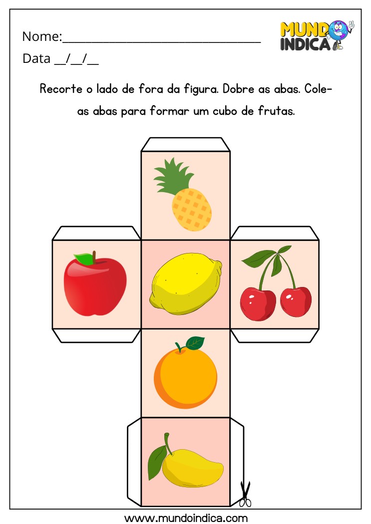 Atividade Lúdica de Alimentação Saudável de Recorte e Colagem para Alunos com Deficiência Intelectual para Imprimir