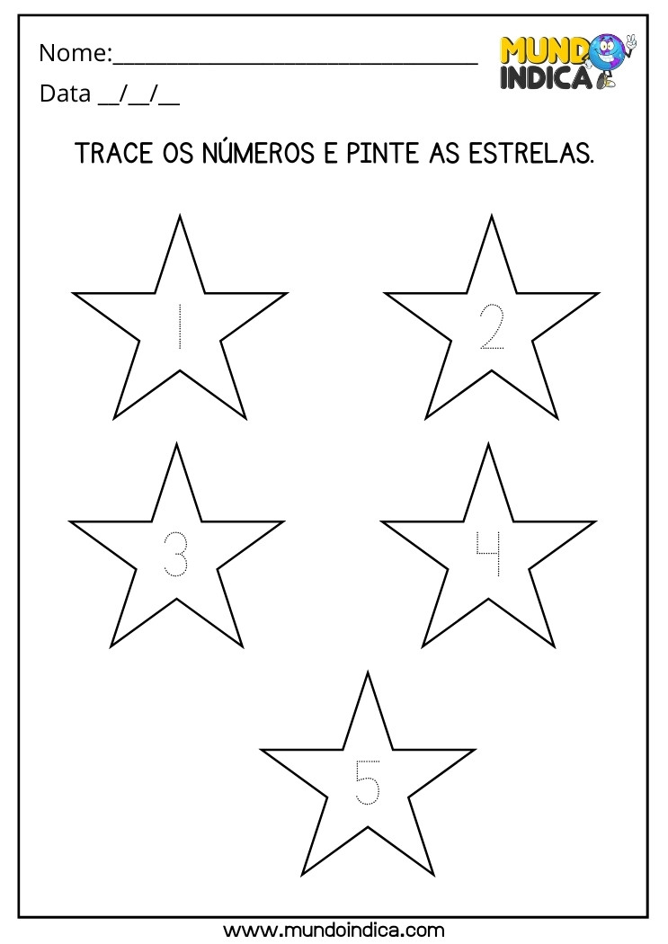 Atividade com Números e Pintura das Estrelas para Alunos com TDAH