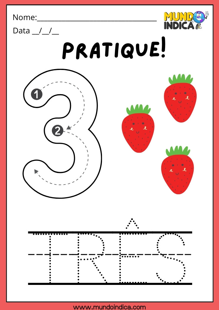 Atividade com o Número 3 para Alunos com Síndrome de Down para Imprimir