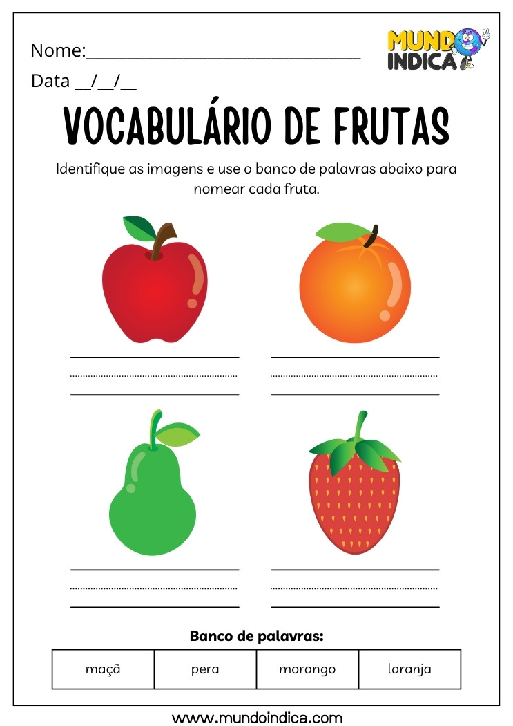 Atividade de Alimentação Saudável com Frutas para Alunos com Dislexia