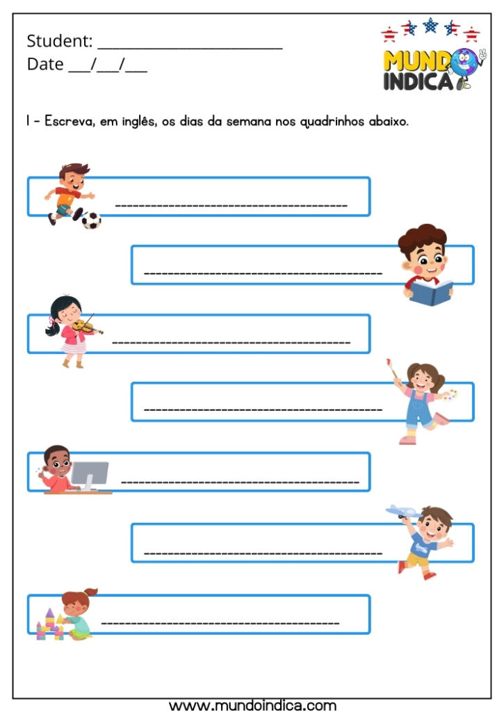 10 Atividades de Inglês 1 Ano para Imprimir