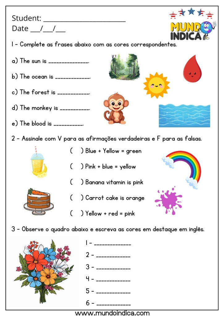 10 Atividades de Inglês 2 Ano para Imprimir