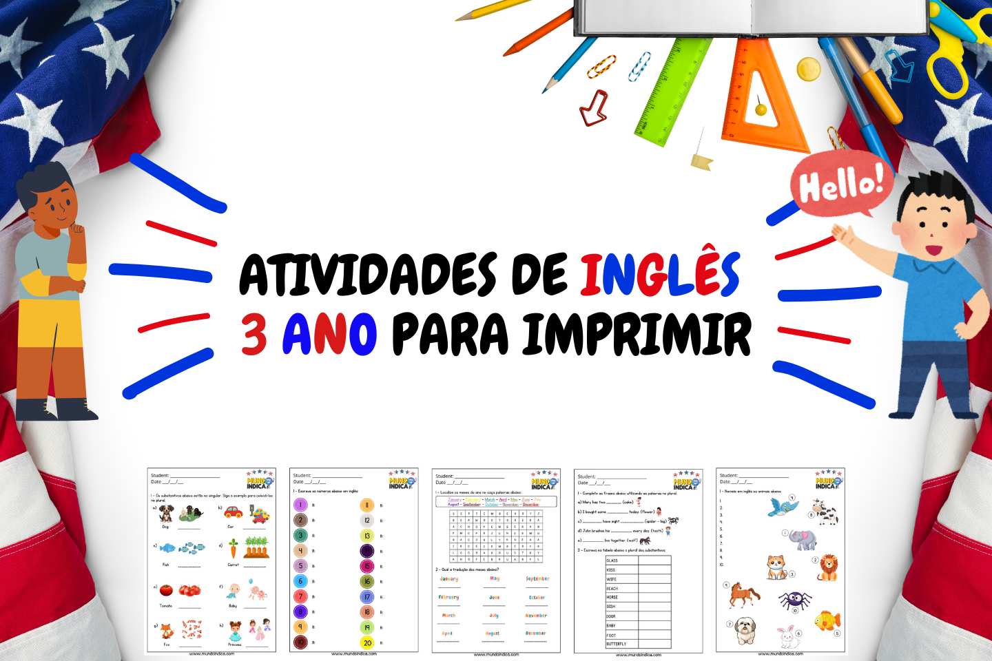 Atividades de Inglês 3 Ano para Imprimir