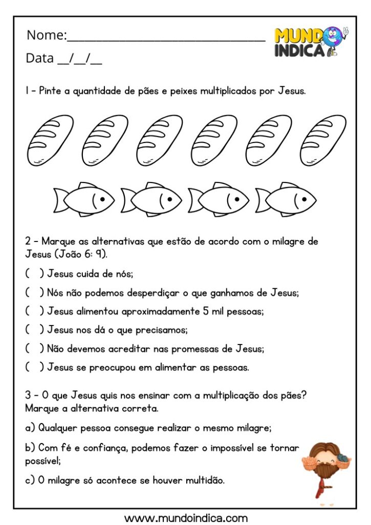 10 Atividades Bíblicas sobre a Multiplicação dos Pães