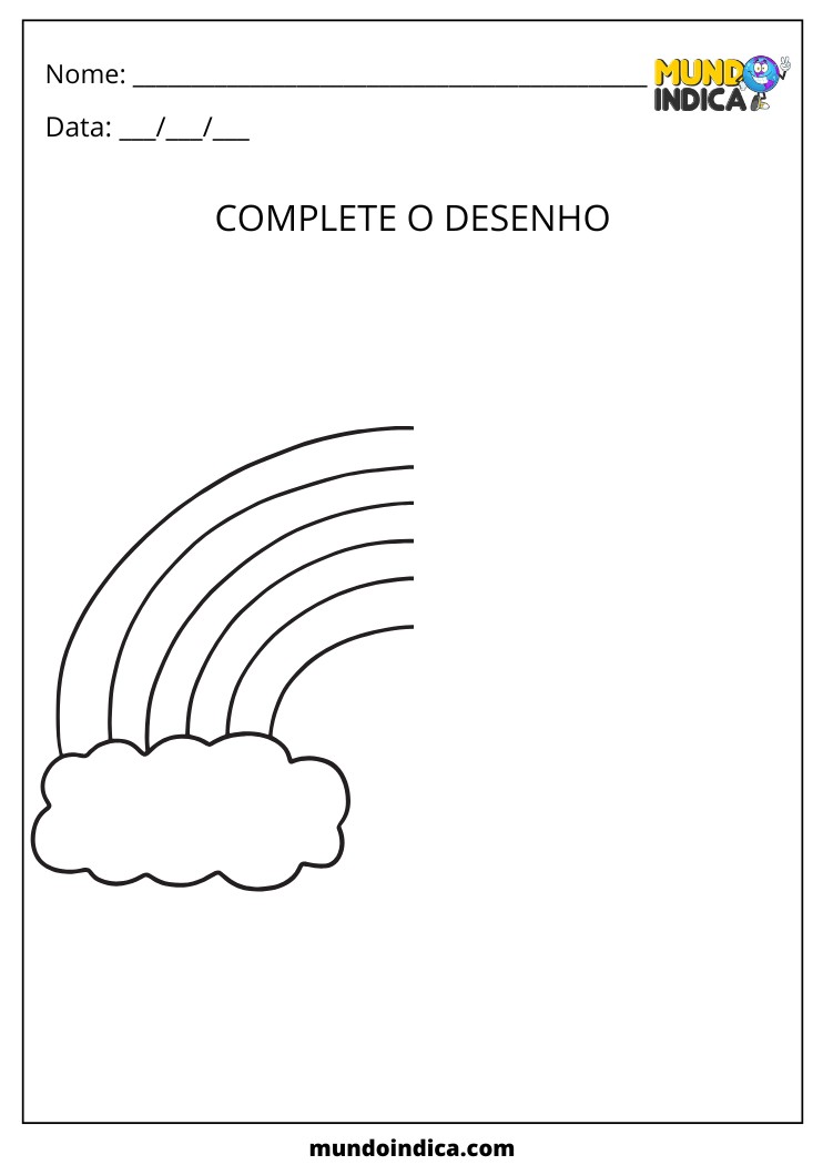 Atividade Complete o Desenho do Arco-Íris para Dislexia para Imprimir