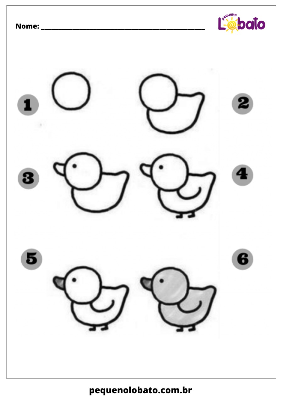 Atividade de Desenho Dirigido do Patinho para Crianças com Dislexia para Imprimir