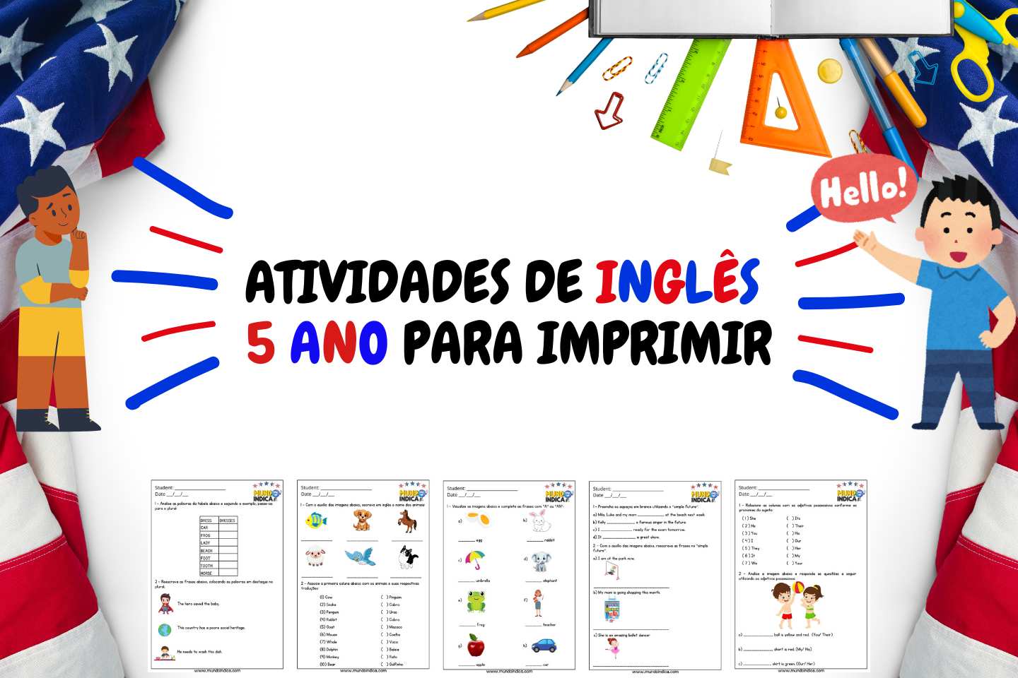 Atividades de Inglês 5 Ano para Imprimir