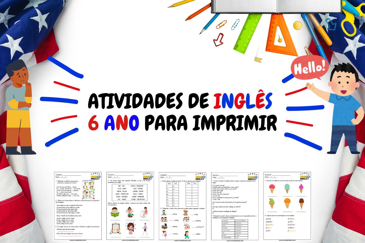 Atividades de Inglês 6 Ano para Imprimir