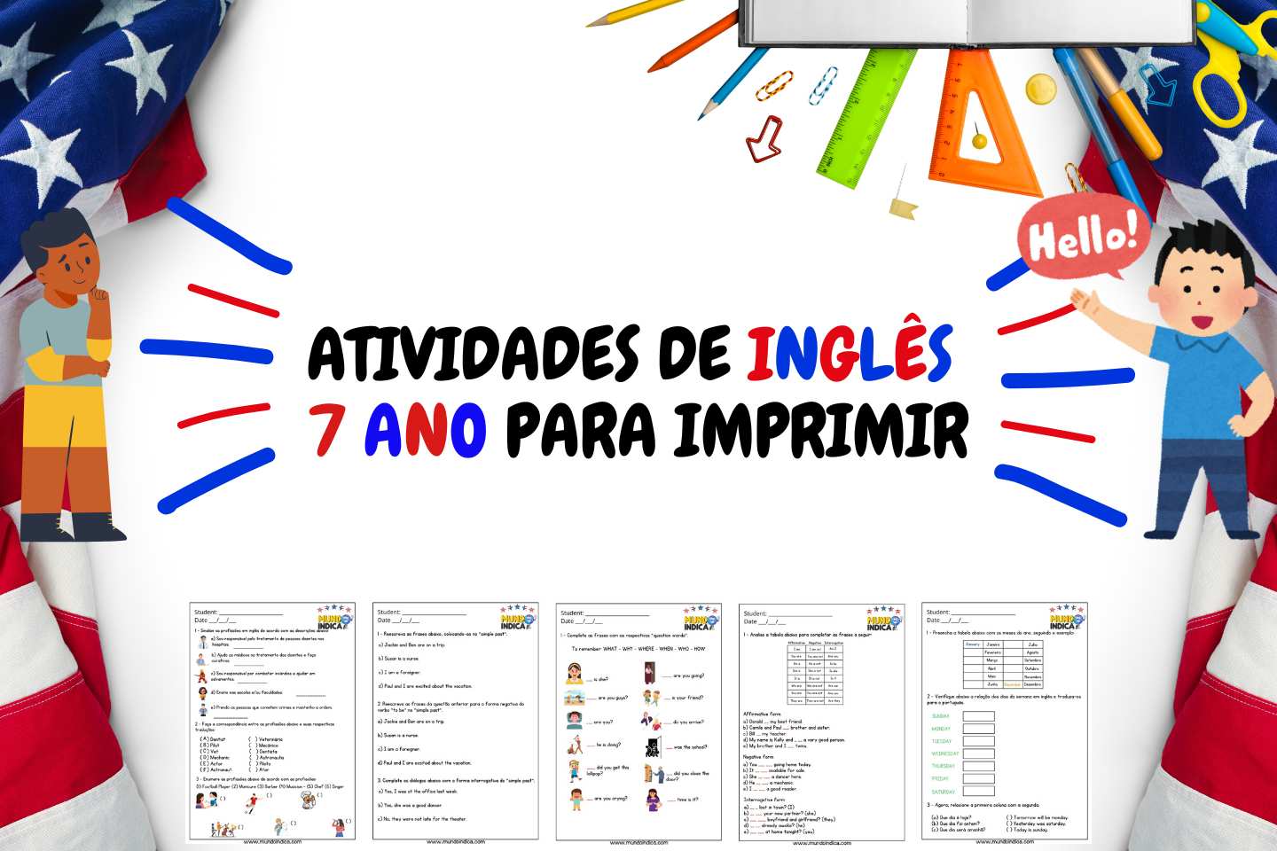 Atividades de Inglês 7 Ano para Imprimir