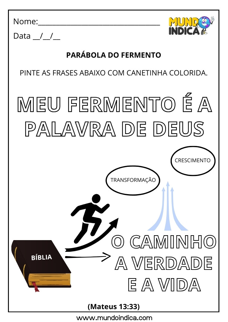 Atividade Bíblica para Colorir sobre a Parábola do Fermento para Imprimir