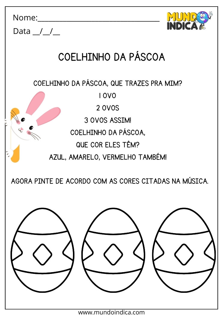 Atividade com Música do Coelhinho da Páscoa para Alunos com Autismo