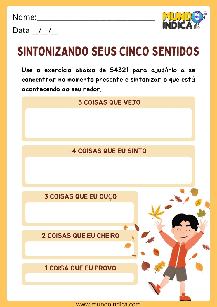 Atividade de Atenção Plena para Trabalhar em Crianças com Autismo de Concentração no Momento Presente