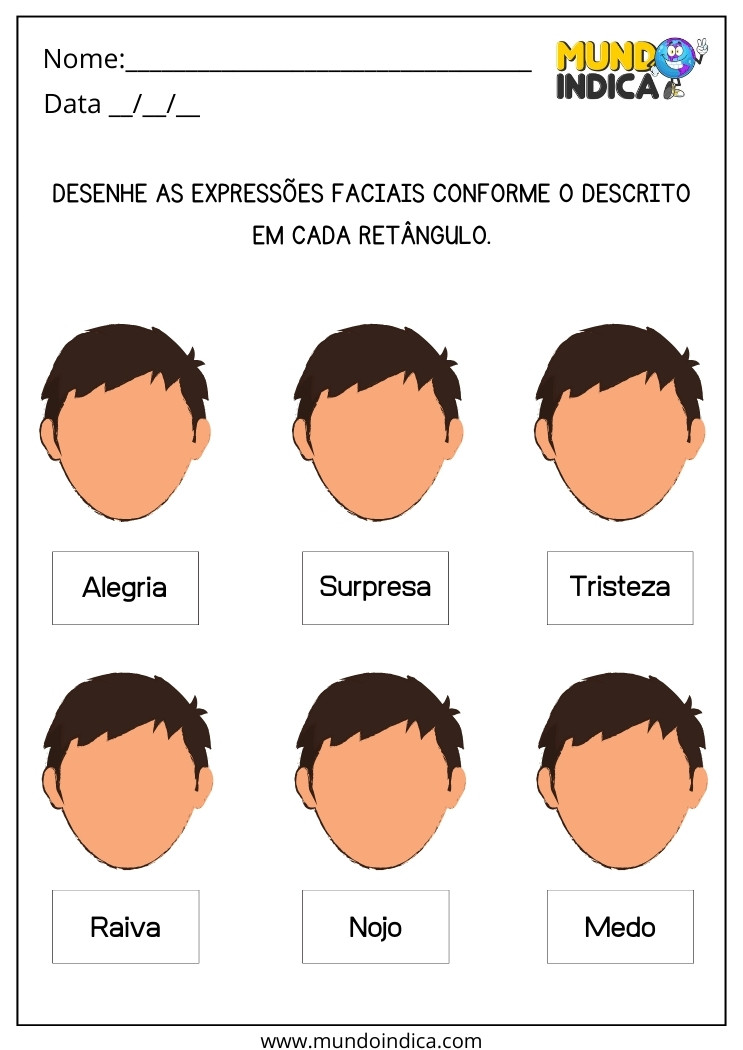 Atividade de Desenho para Trabalhar com Expressões Faciais em Crianças com Autismo