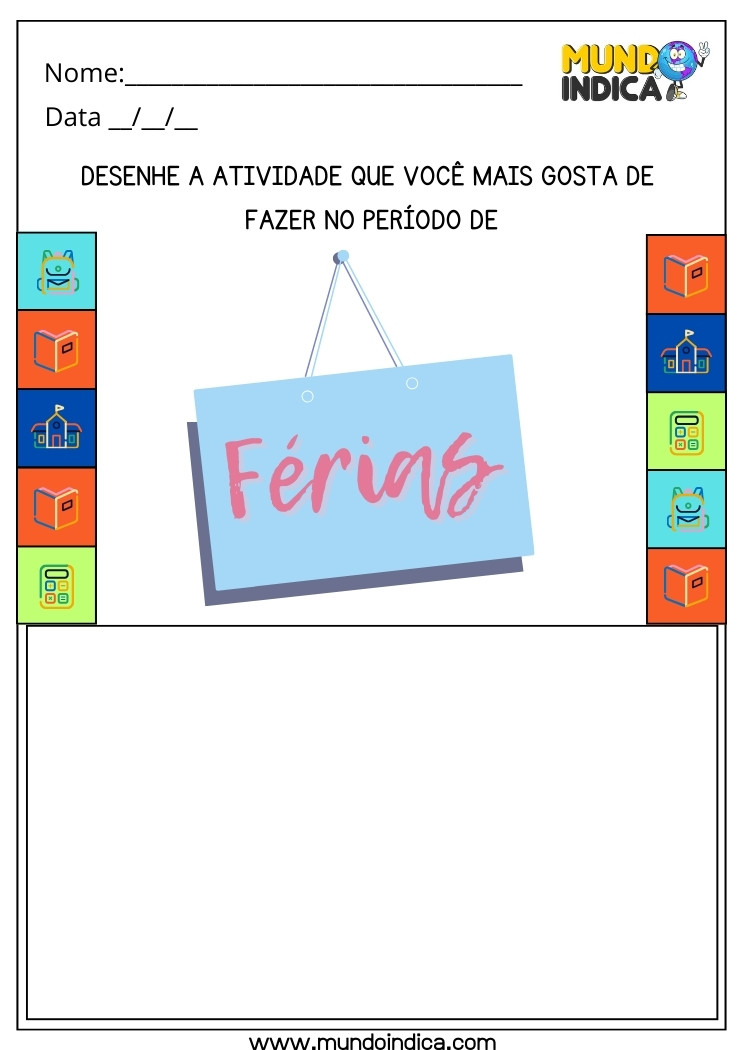 Atividade de Férias com Desenho para Educação Especial para Imprimir