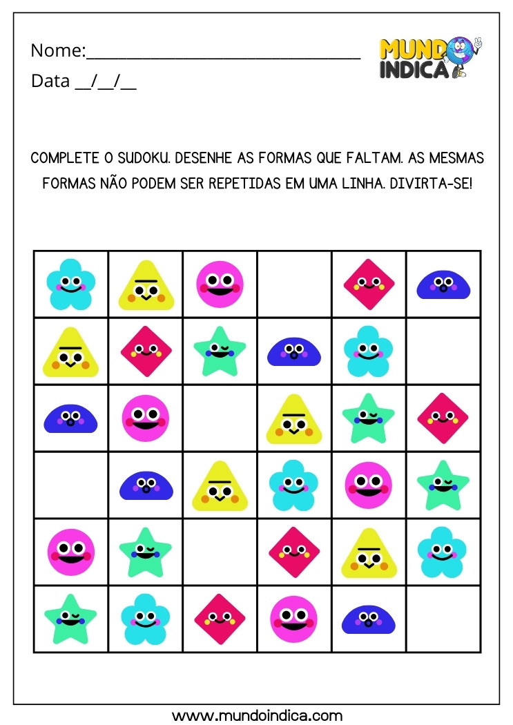 Atividade de Férias com Sudoku para Educação Especial para Imprimir